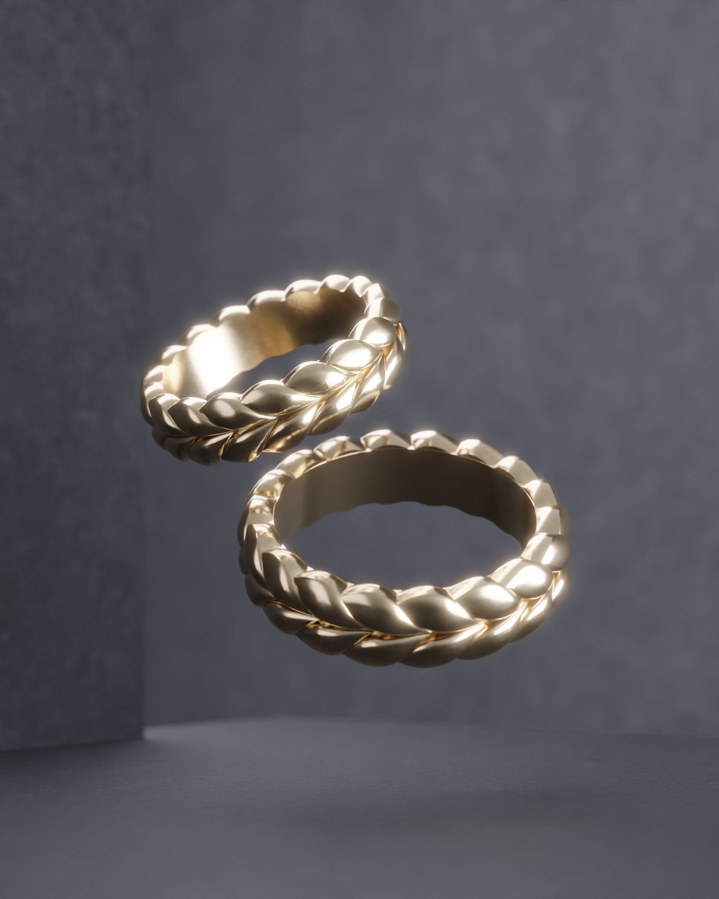 Spikelets gold wedding rings