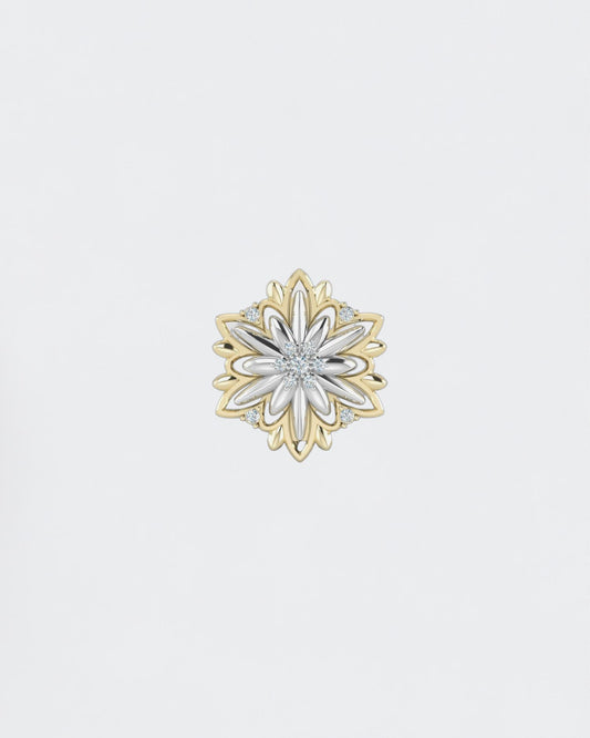 Gold brooch Edelweiss with diamonds