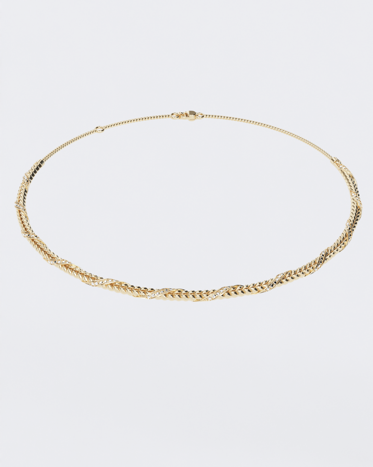 Gold necklace Spikelet with diamonds
