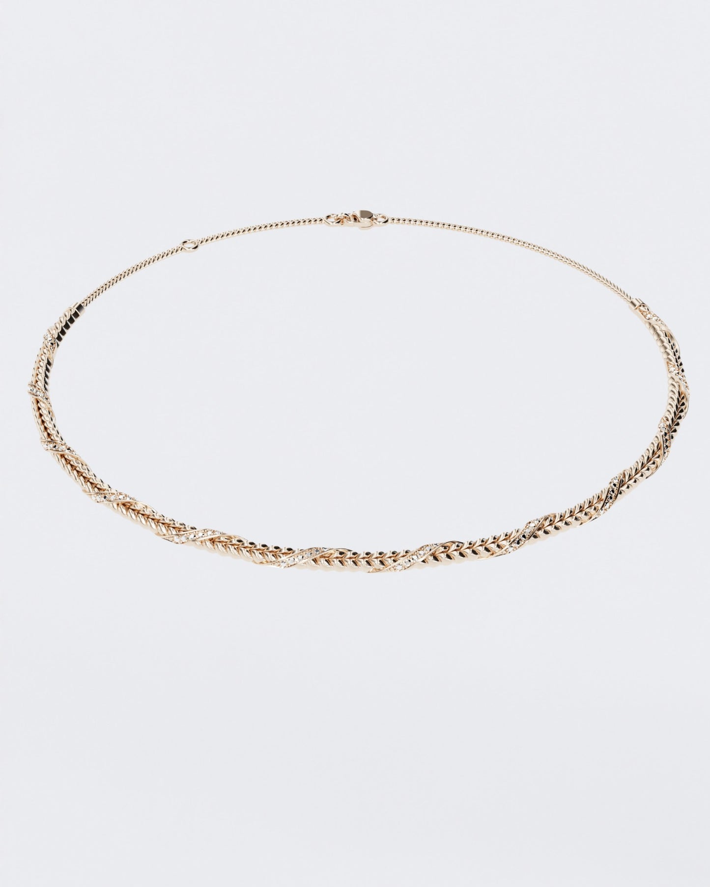 Gold necklace Spikelet with diamonds