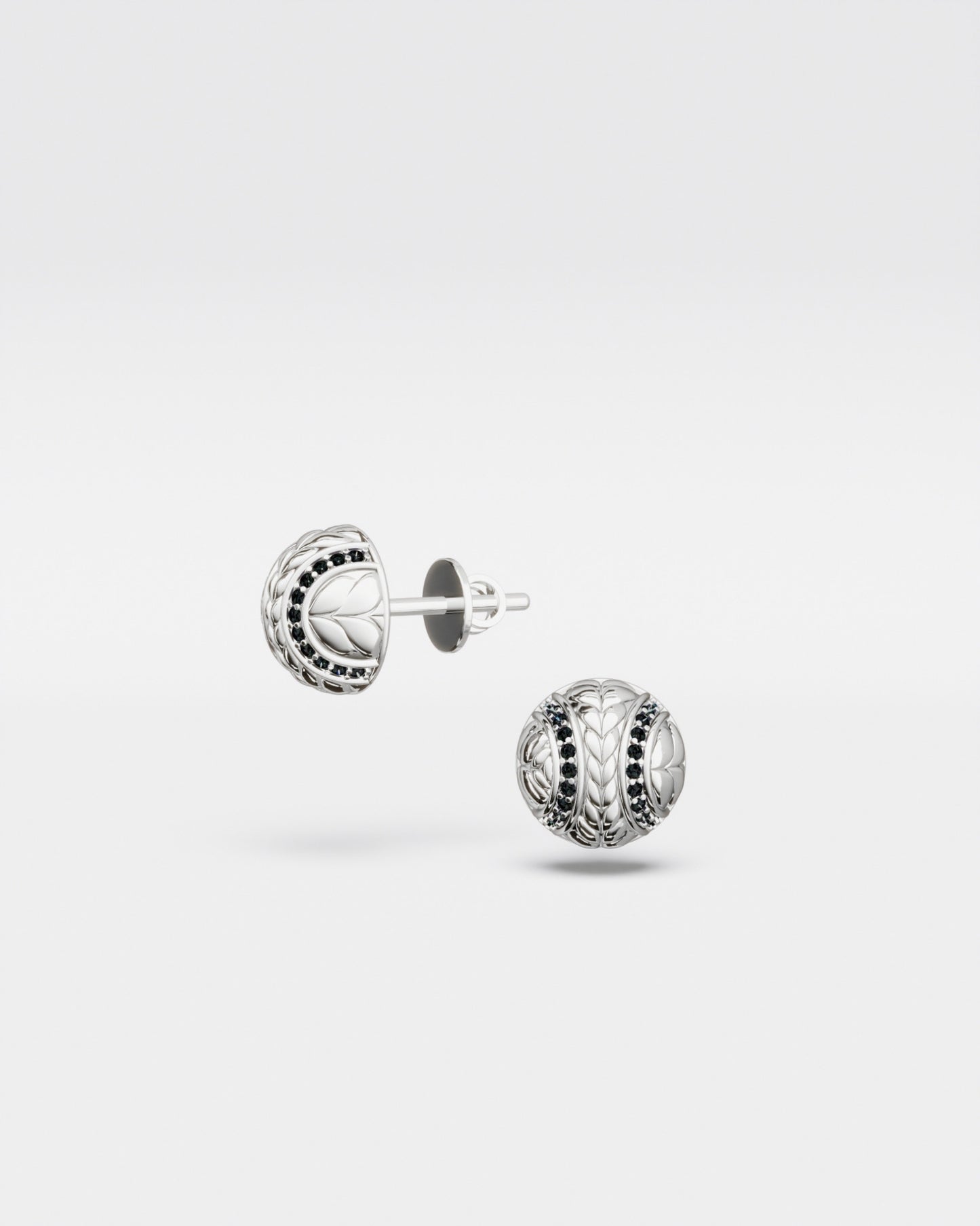 Tennis Ball Stud Earrings mini with black diamonds