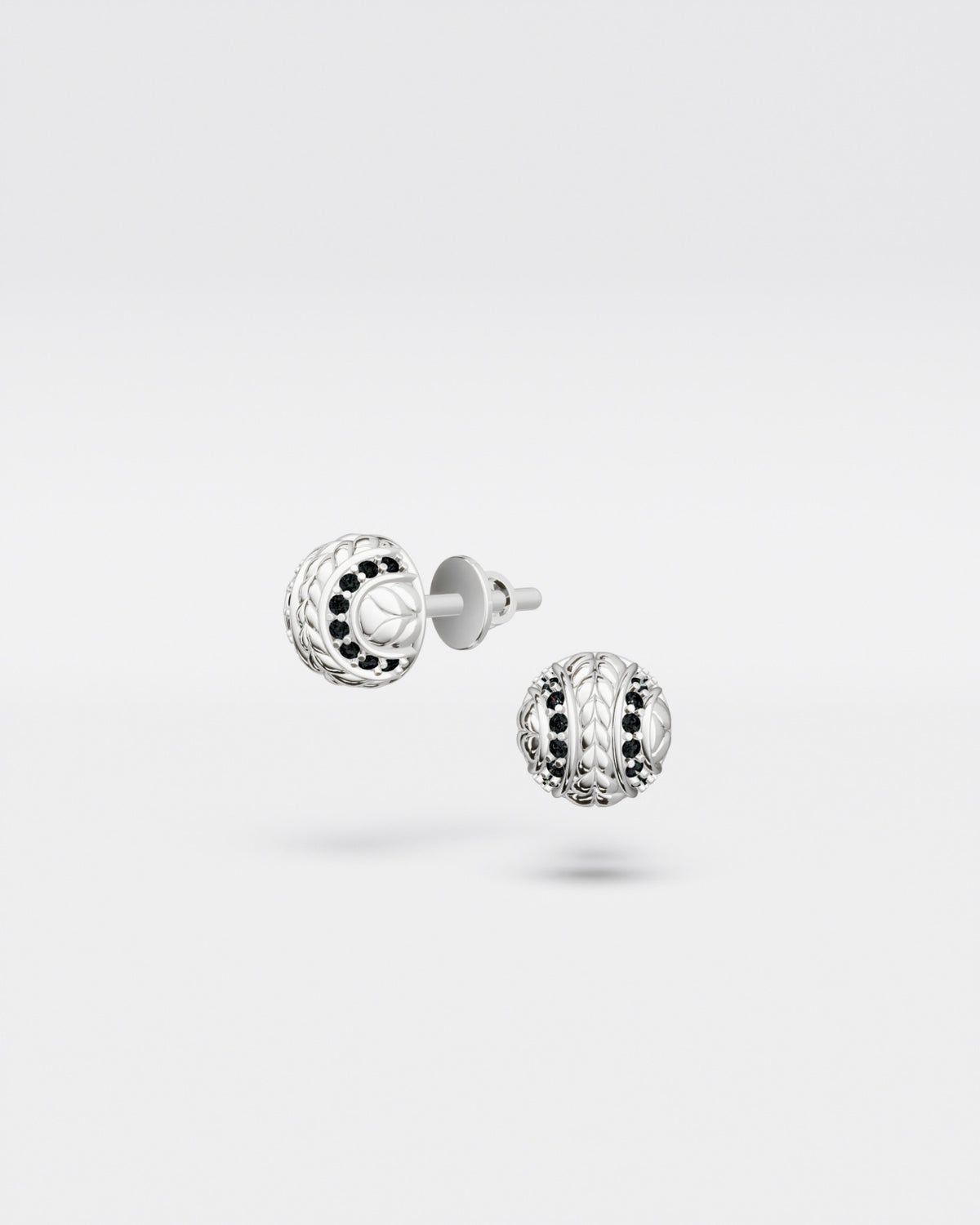 Tennis Ball Stud Earrings mini witch black diamonds