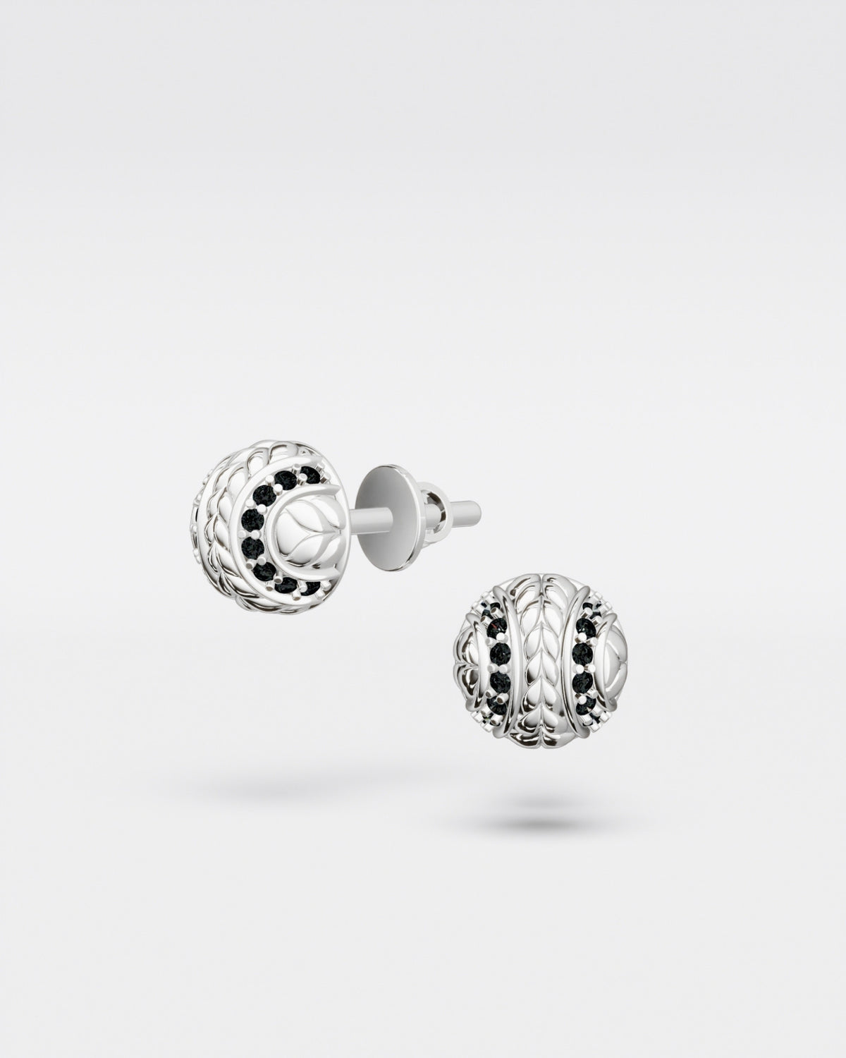 Tennis Ball Stud Earrings mini witch black diamonds