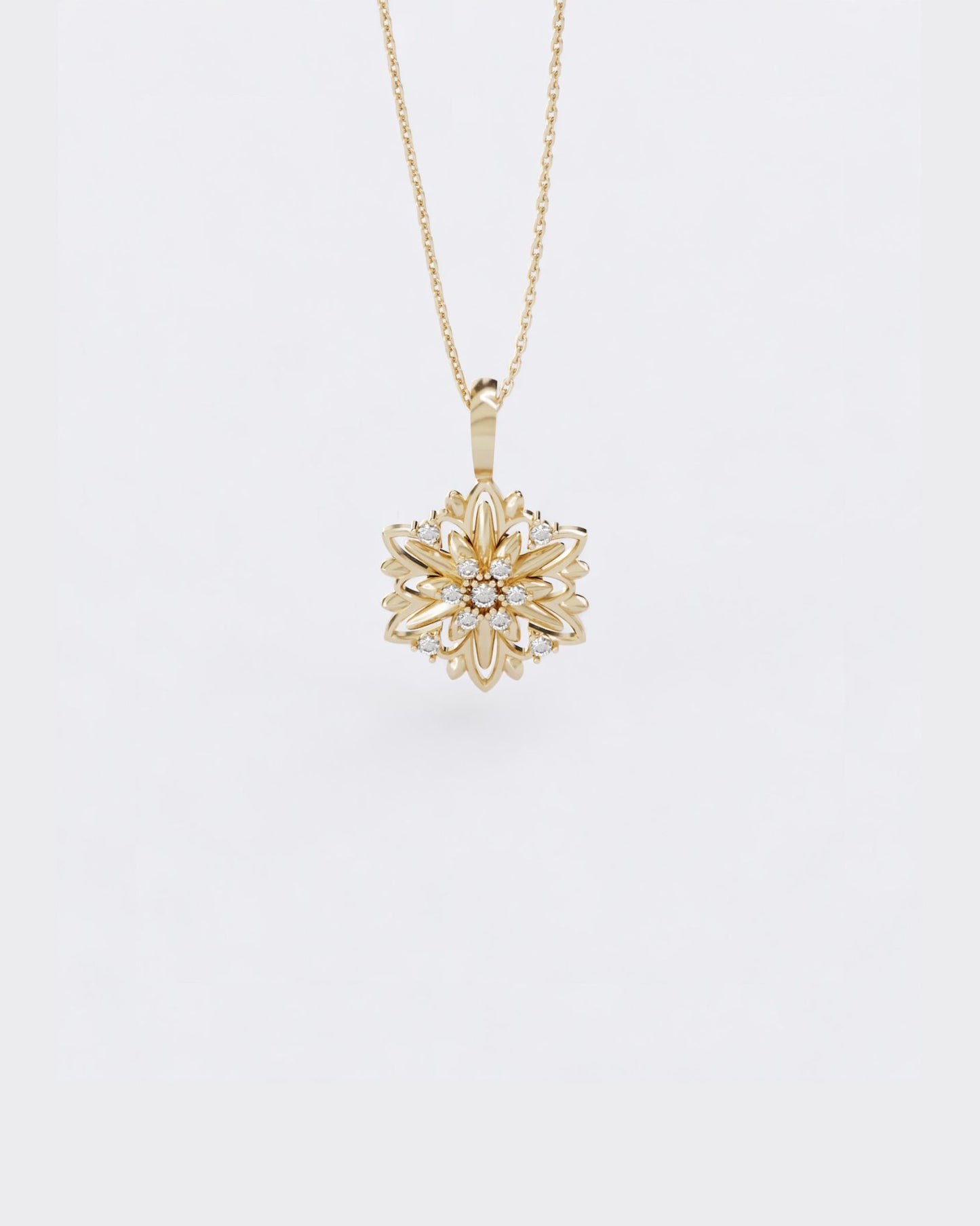 Gold Pendant Edelweiss mini with diamonds