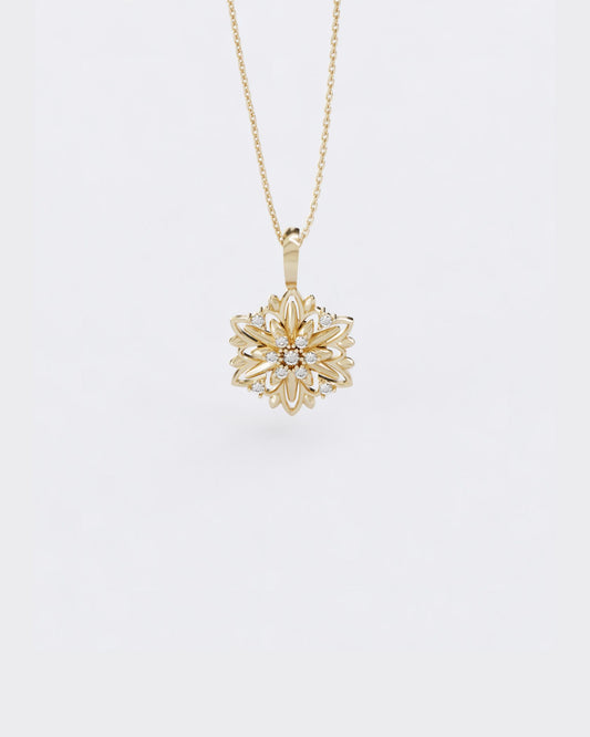 Gold Pendant Edelweiss mini with diamonds