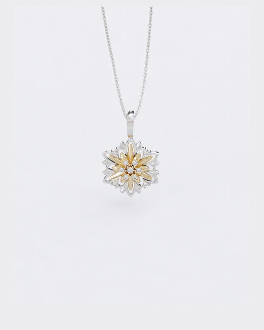 Pendentif Edelweiss en or avec diamants (taille M)