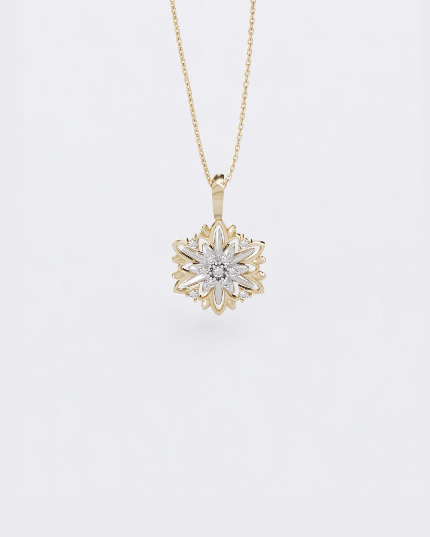 Gold Pendant Edelweiss mini with diamonds