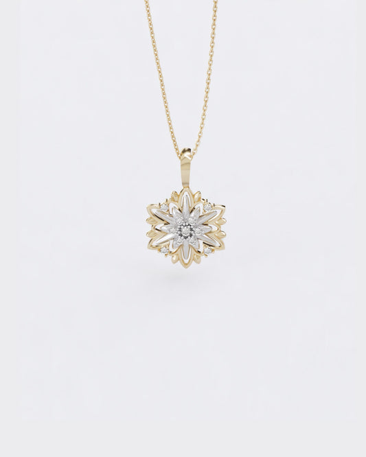 Gold Pendant Edelweiss mini with diamonds