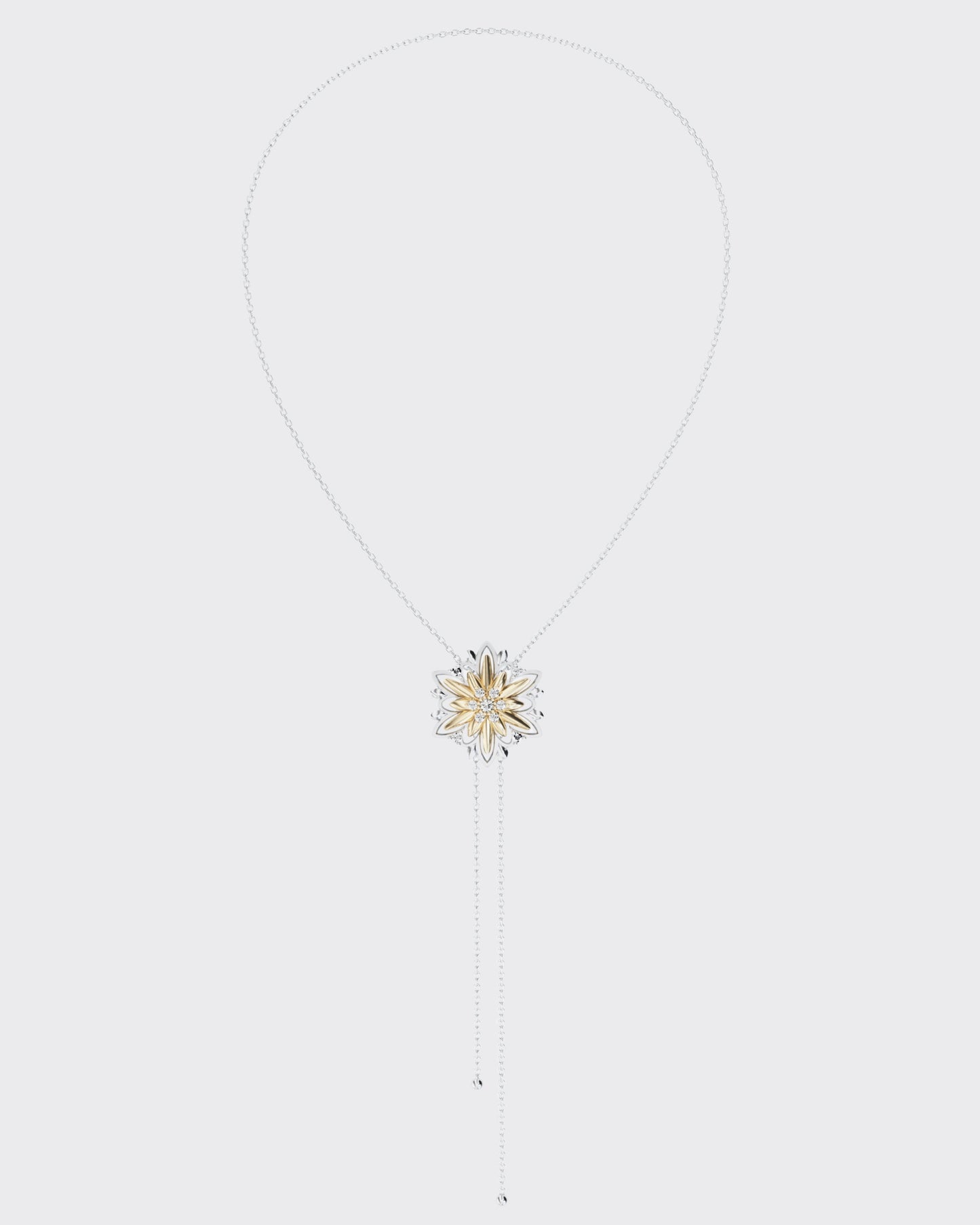 Gold necklace Edelweiss with diamonds (size M)