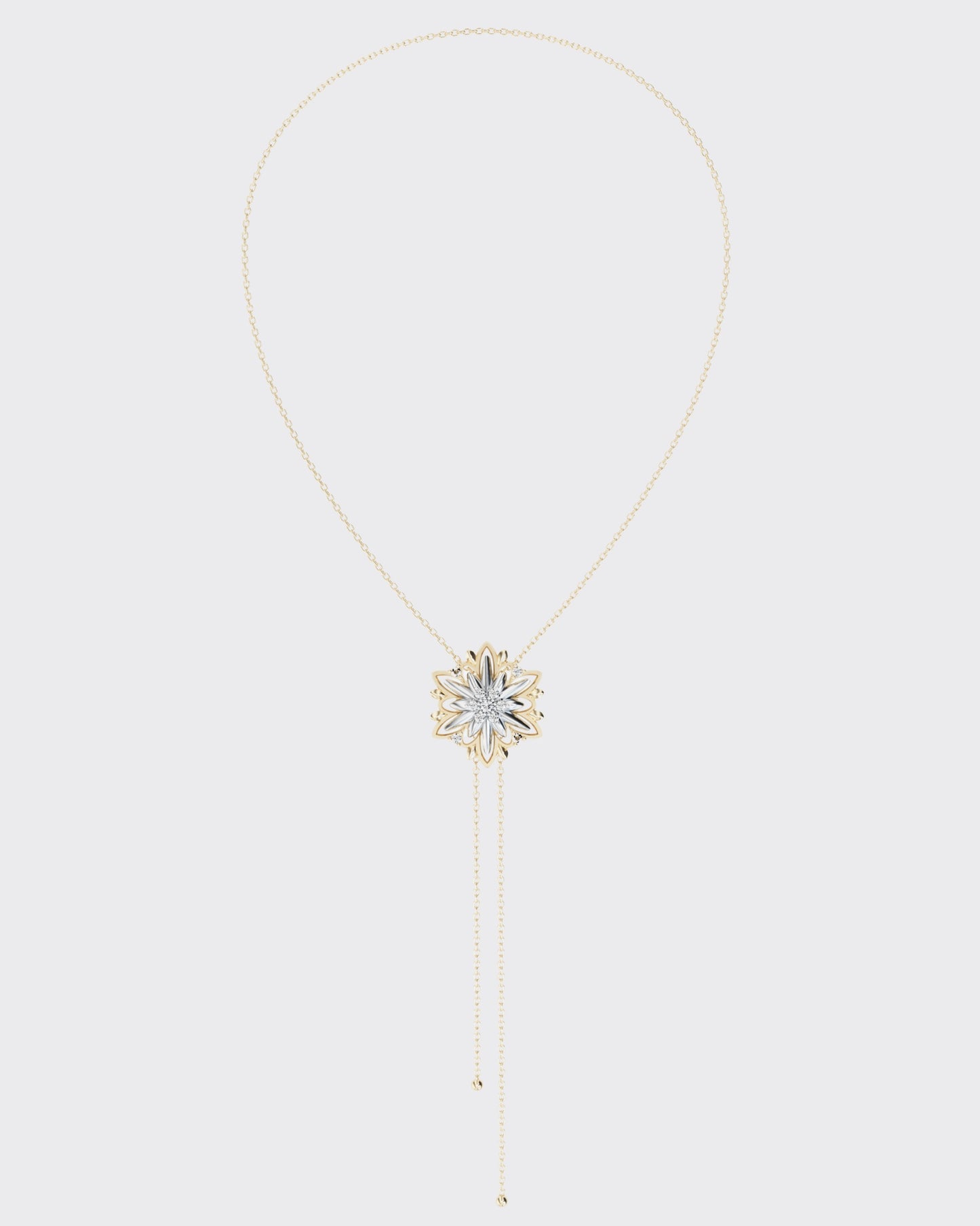 Gold necklace Edelweiss with diamonds (size M)