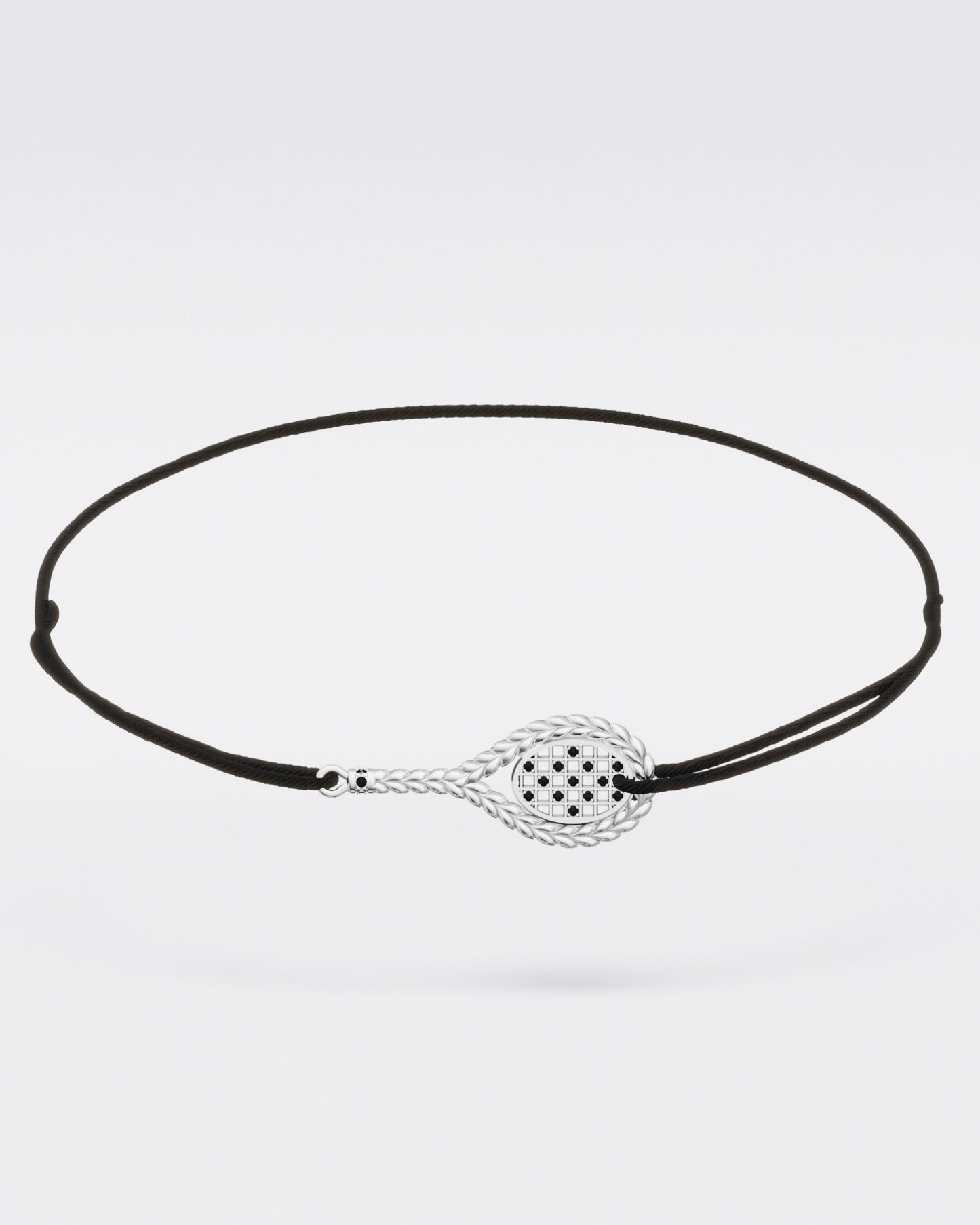 Tennis bracelet on a cord with black diamonds