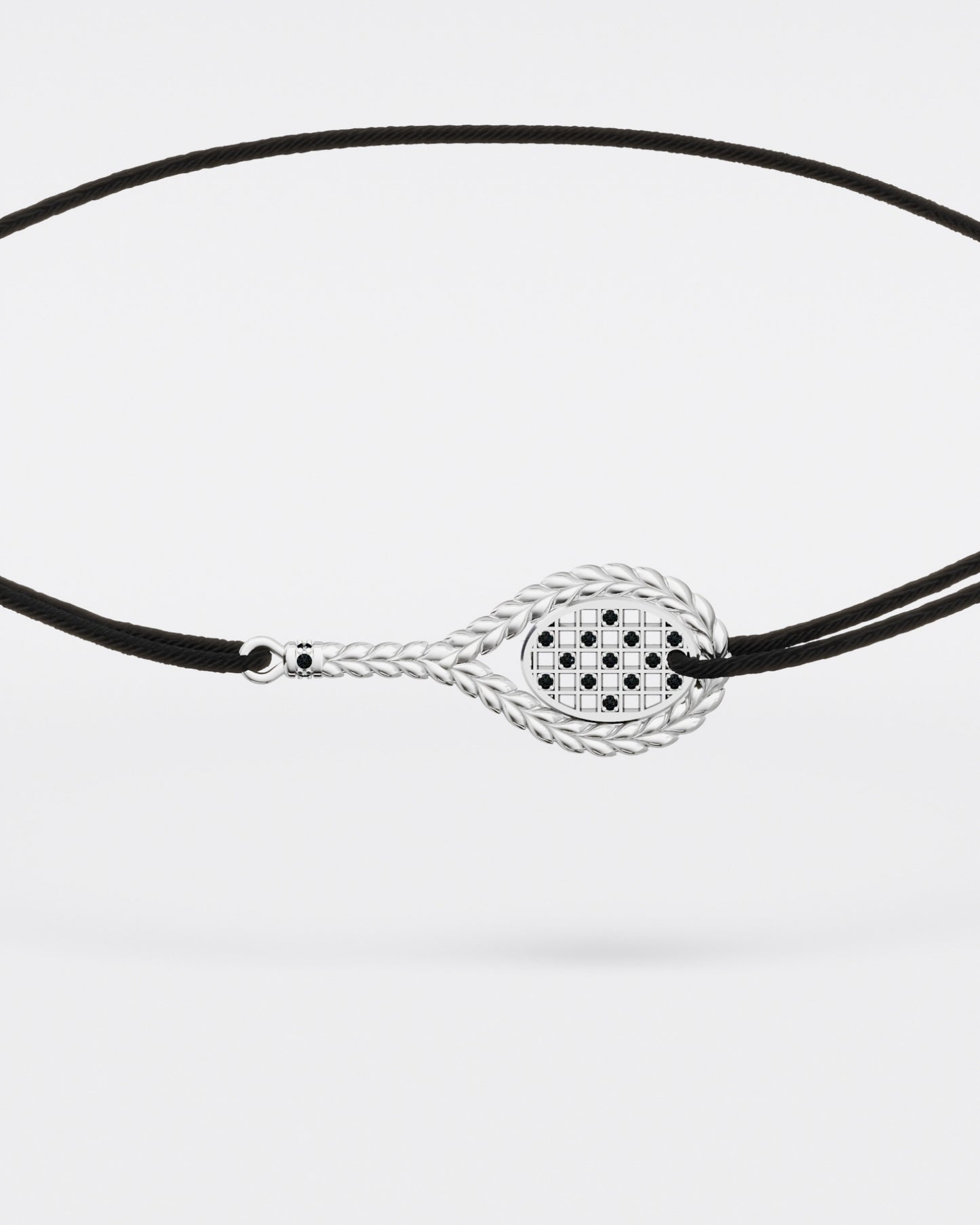 Tennis bracelet on a cord with black diamonds