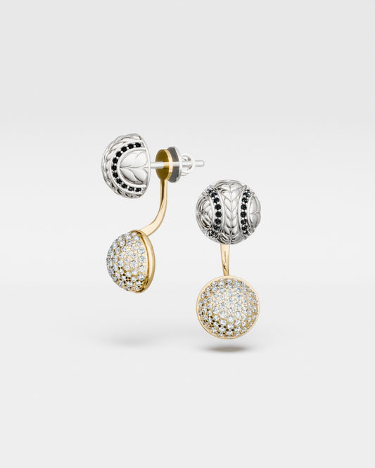 Tennis Ball Stud Earrings with black diamonds