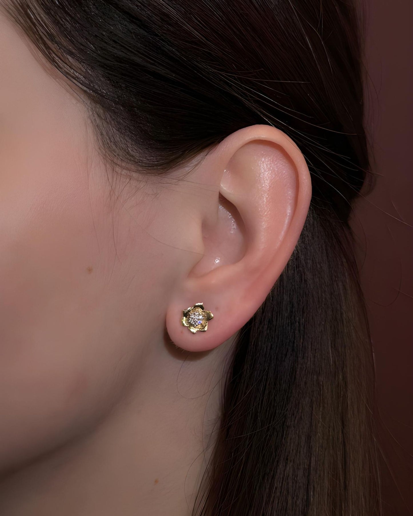 Gold Earrings Anemone mini