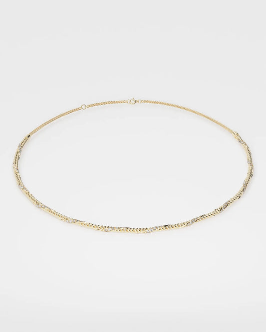 Gold necklace Spikelet mini with diamonds