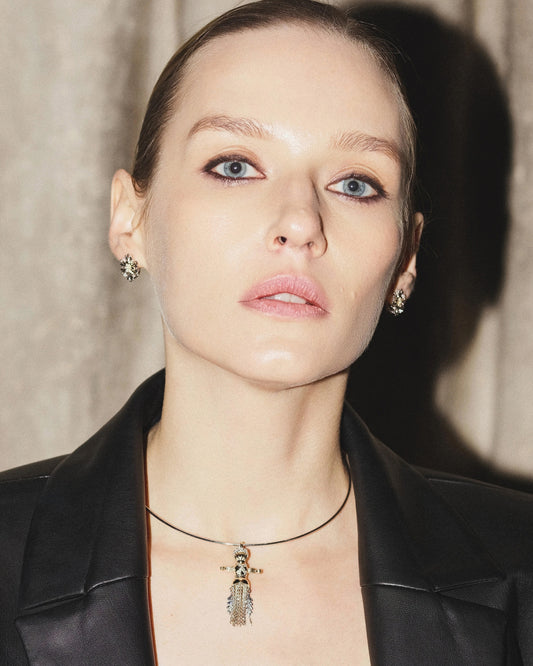 Lucky Charm Doll Wreath pendant with diamonds