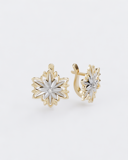 Gold Earrings Edelweiss