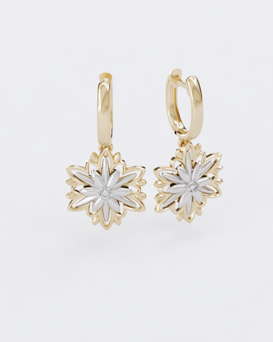 Gold Earrings Edelweiss