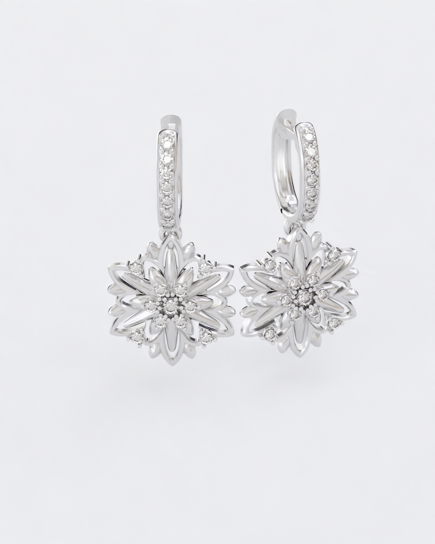 Gold Earrings Edelweiss with diamonds
