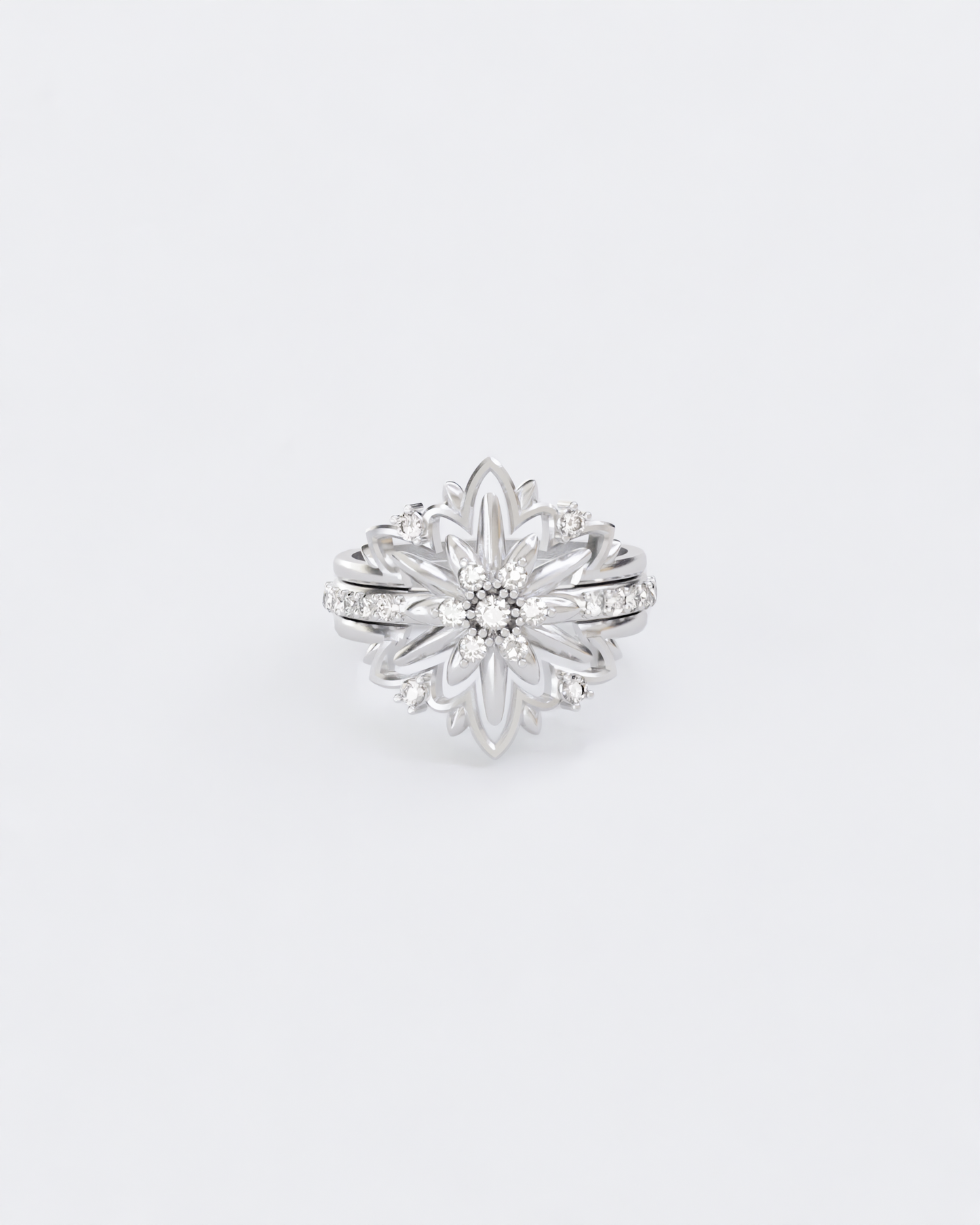 Gold ring Edelweiss with diamonds