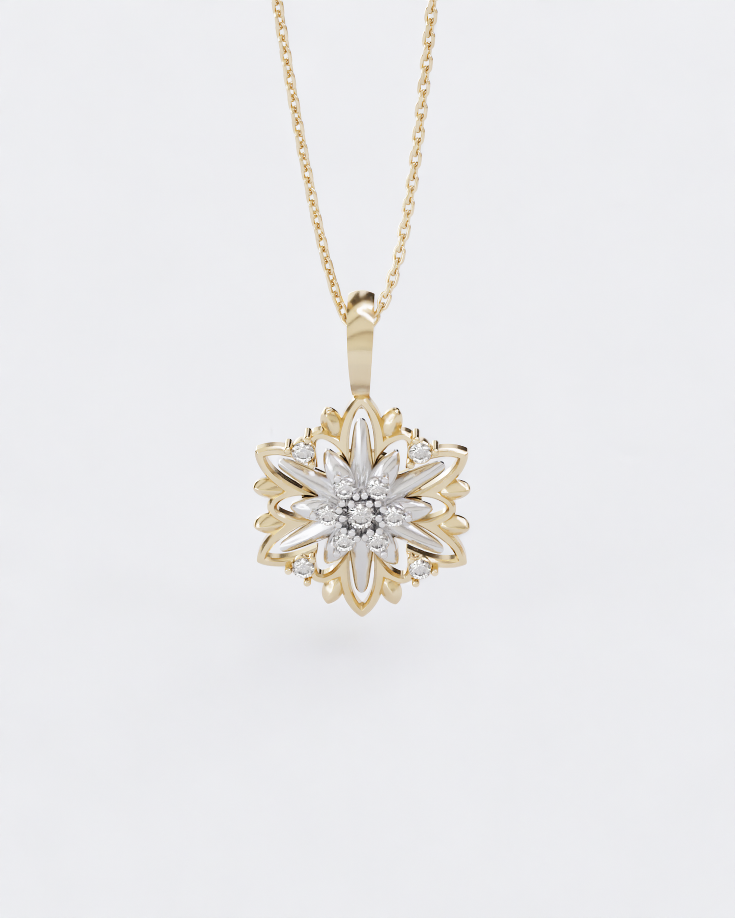 Gold Pendant Edelweiss with diamonds