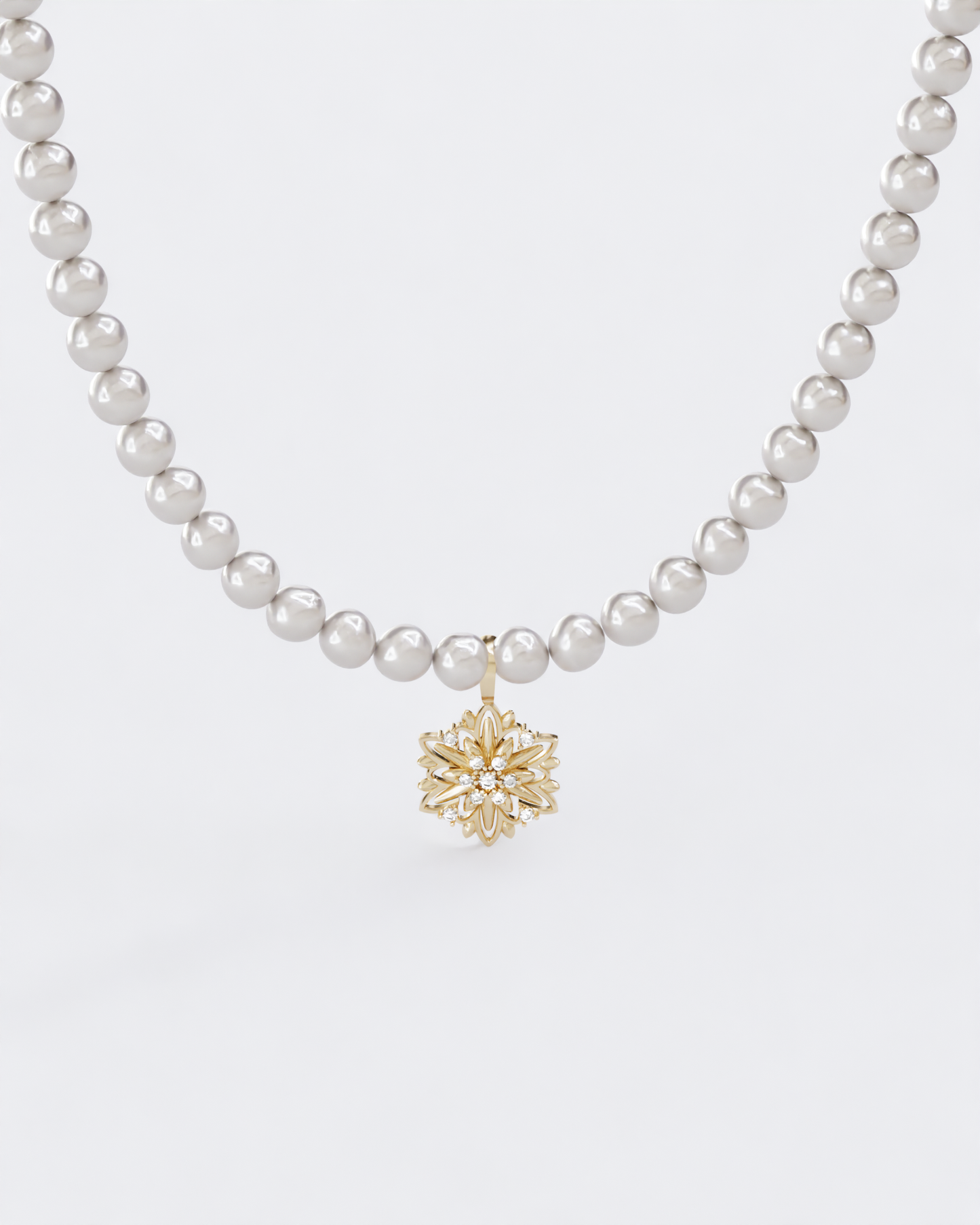 Gold Pendant Edelweiss with pearls and diamonds