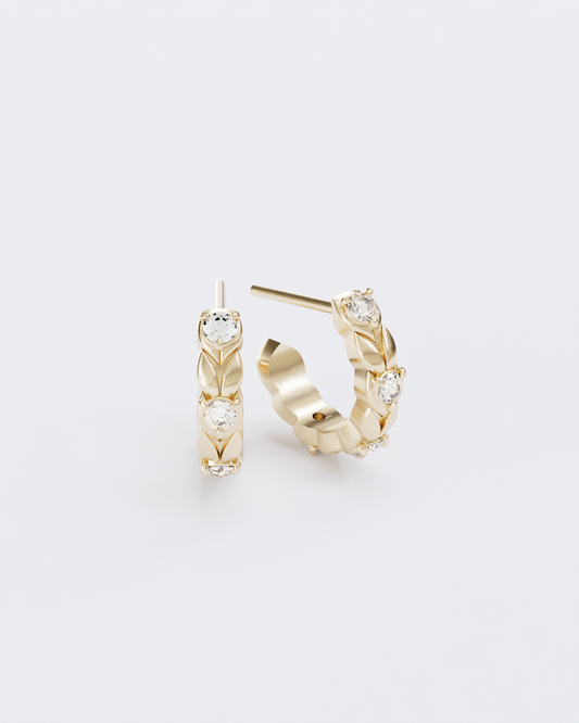 Gold Spikelets mini earrings with diamonds