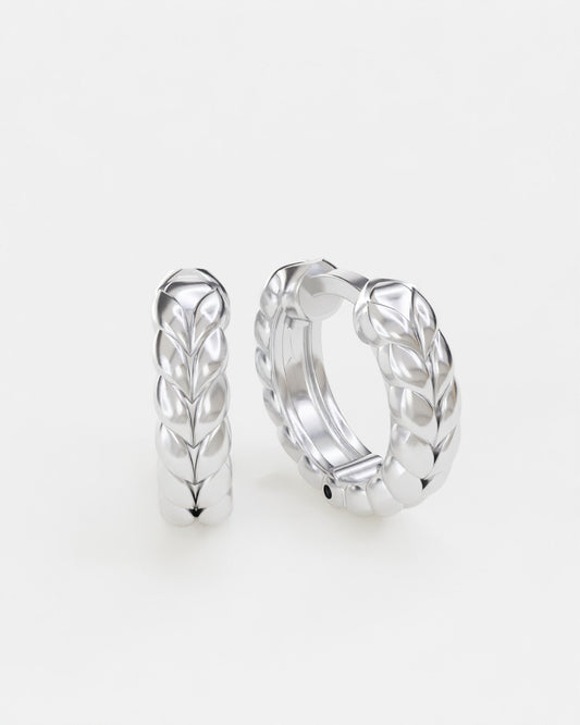 Silver spikelets hoop earrings