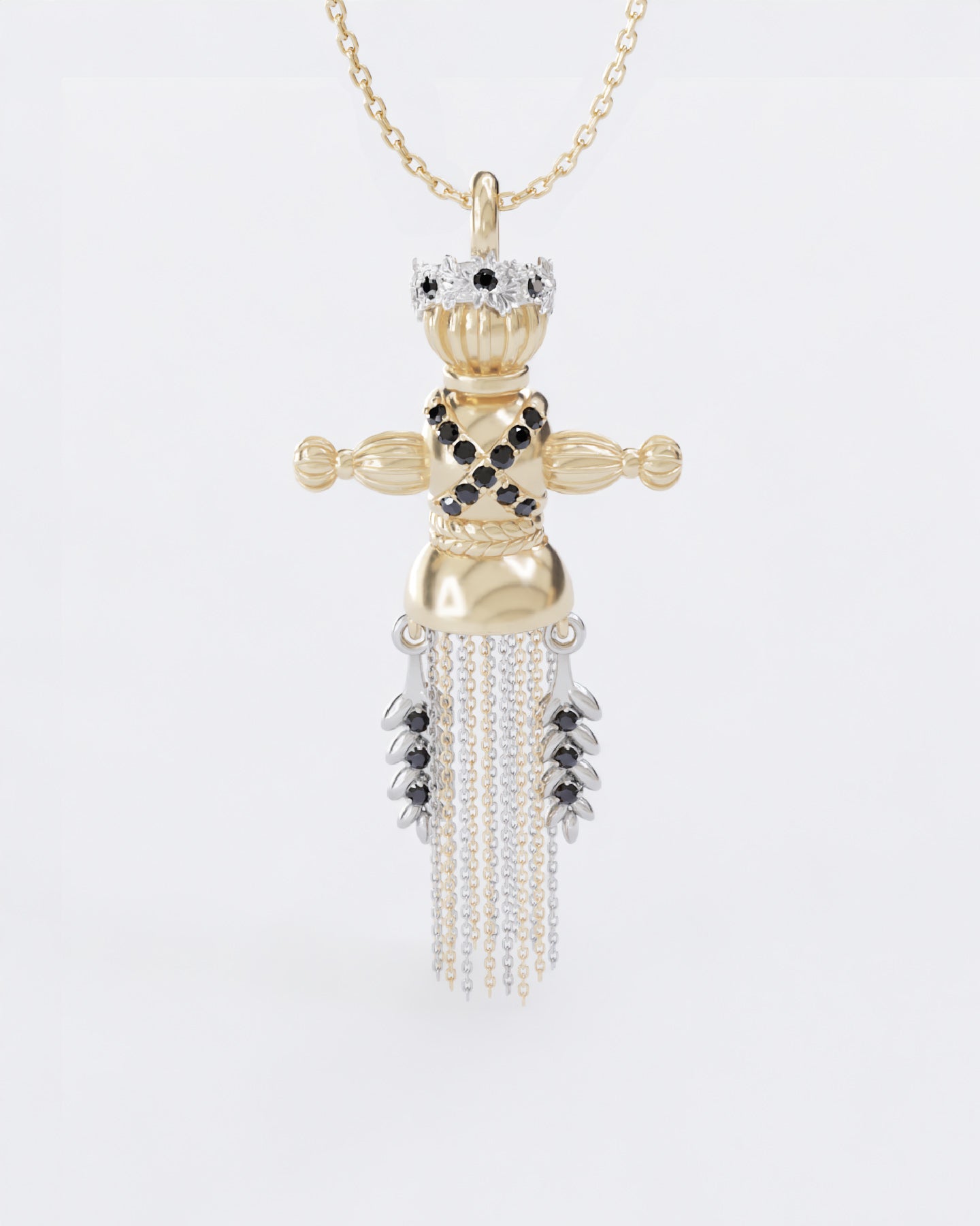 Gold Spring Doll Pendant with diamonds