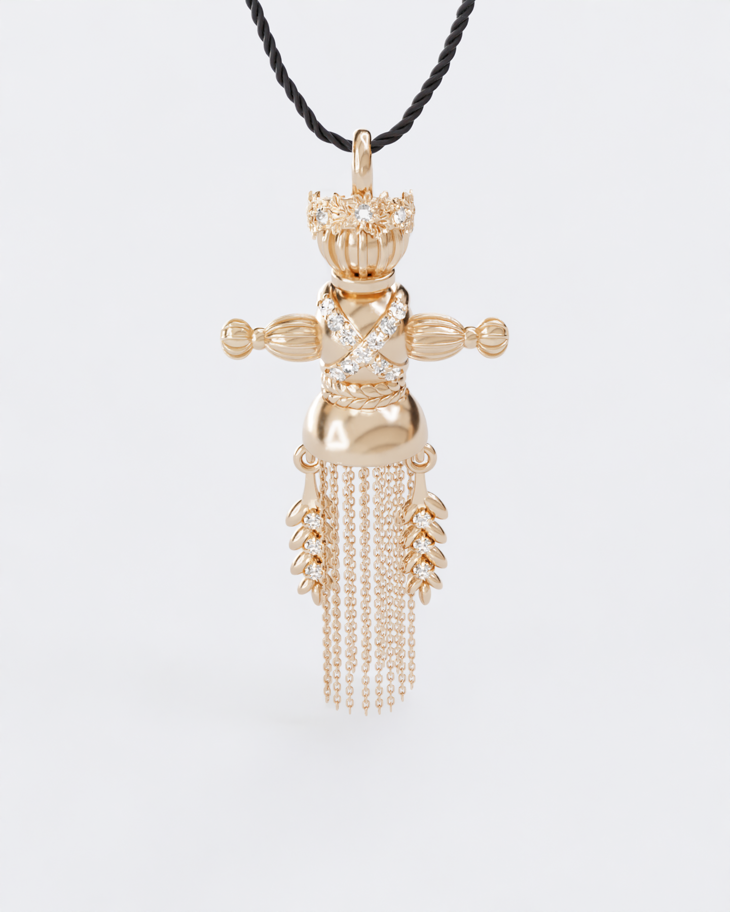 Gold Spring Doll Pendant with diamonds