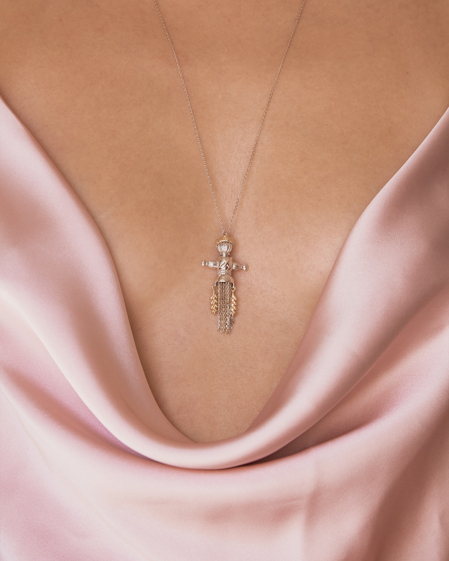 Gold Spring Doll Pendant with diamonds