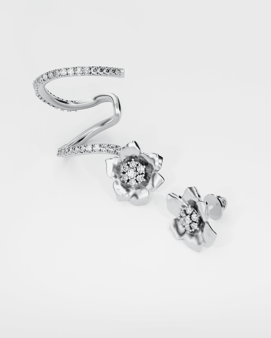 Gold Anemone cuff and earring Anemone