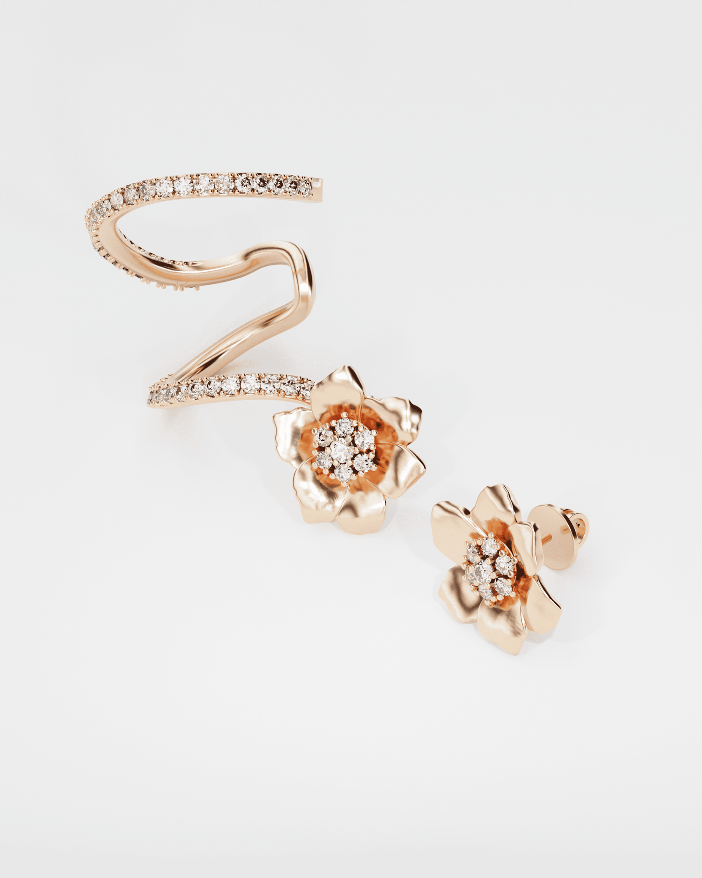 Gold Anemone cuff and earring Anemone