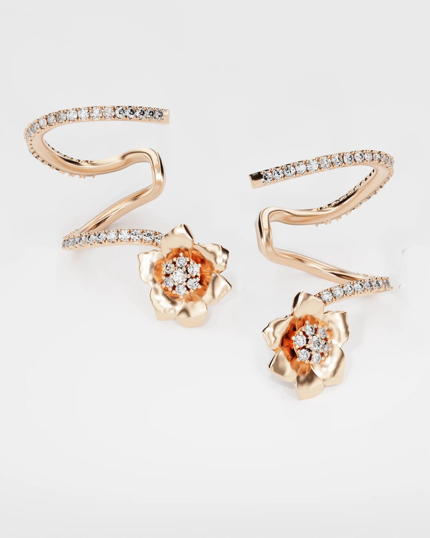 Gold earrings cuffs Anemone