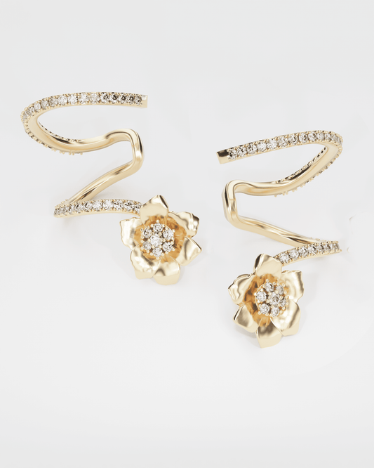 Gold earrings cuffs Anemone