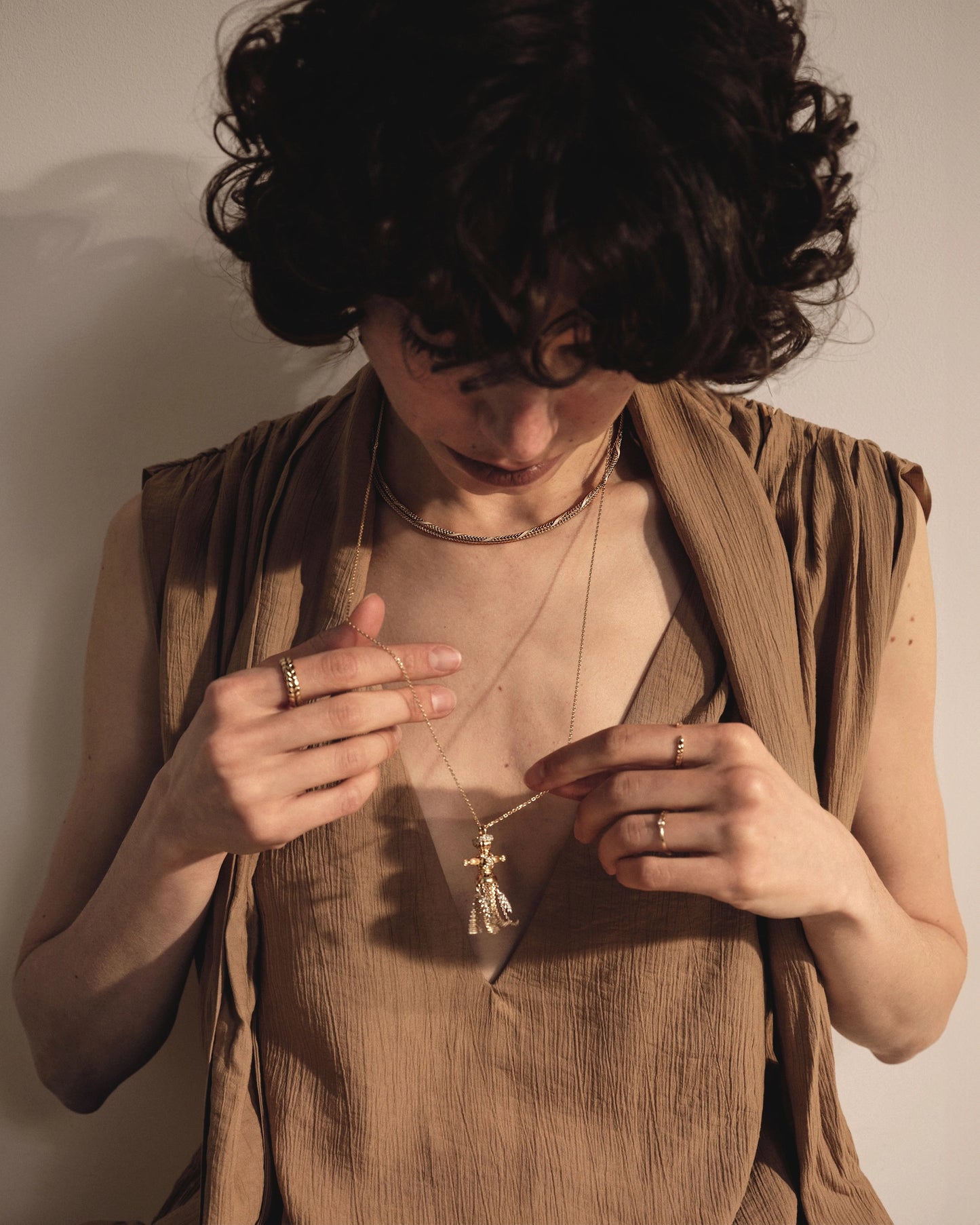 Gold necklace Spikelet