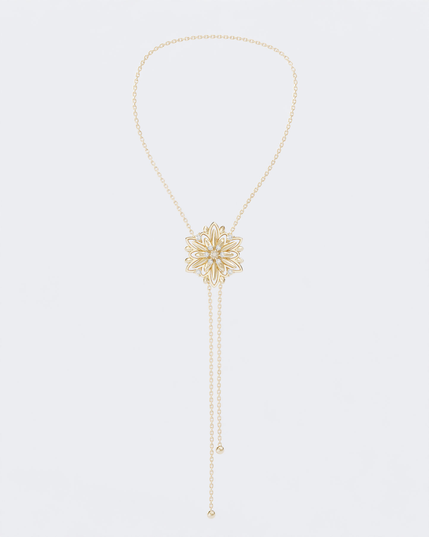 Gold necklace Edelweiss with diamonds