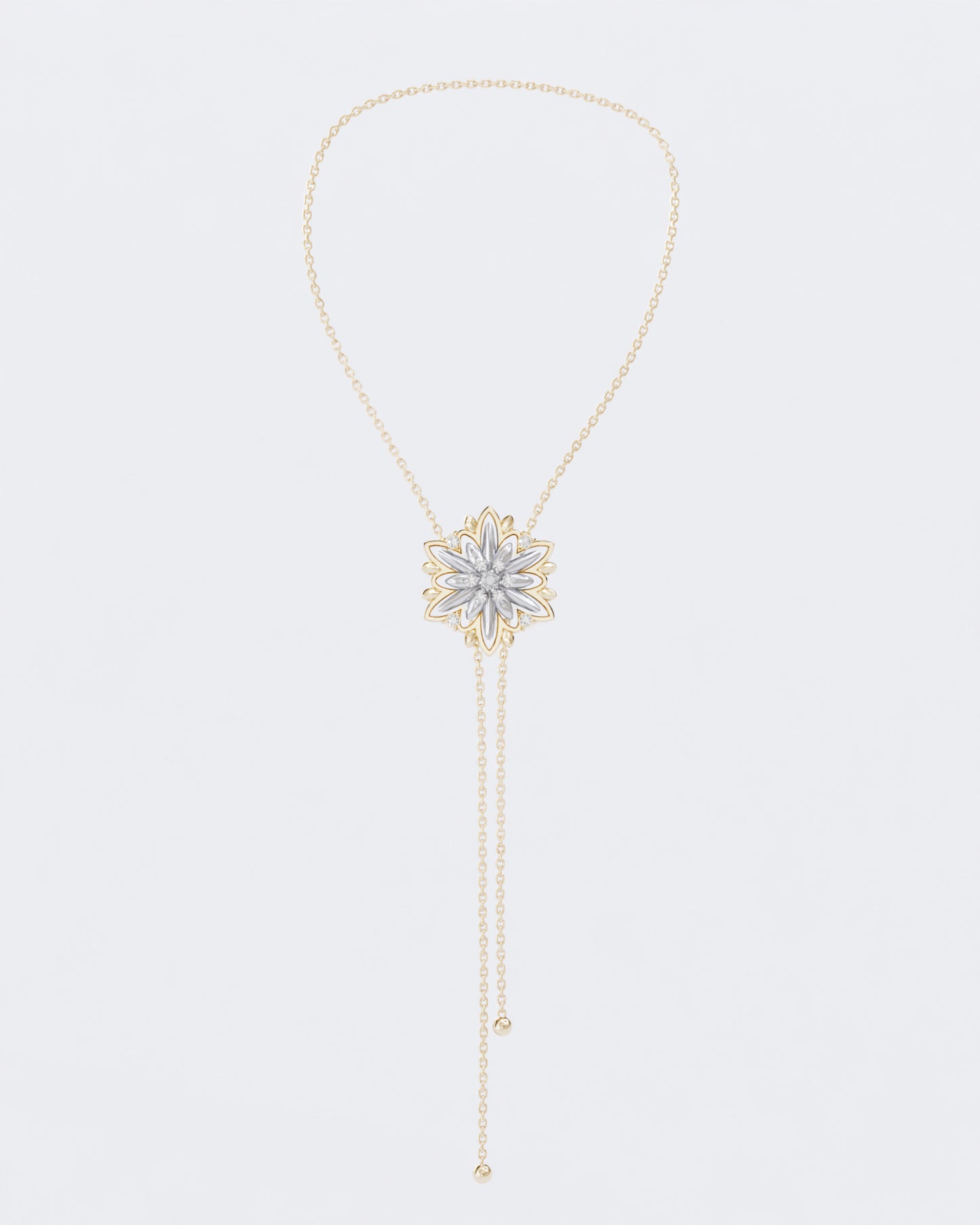 Gold necklace Edelweiss with diamonds