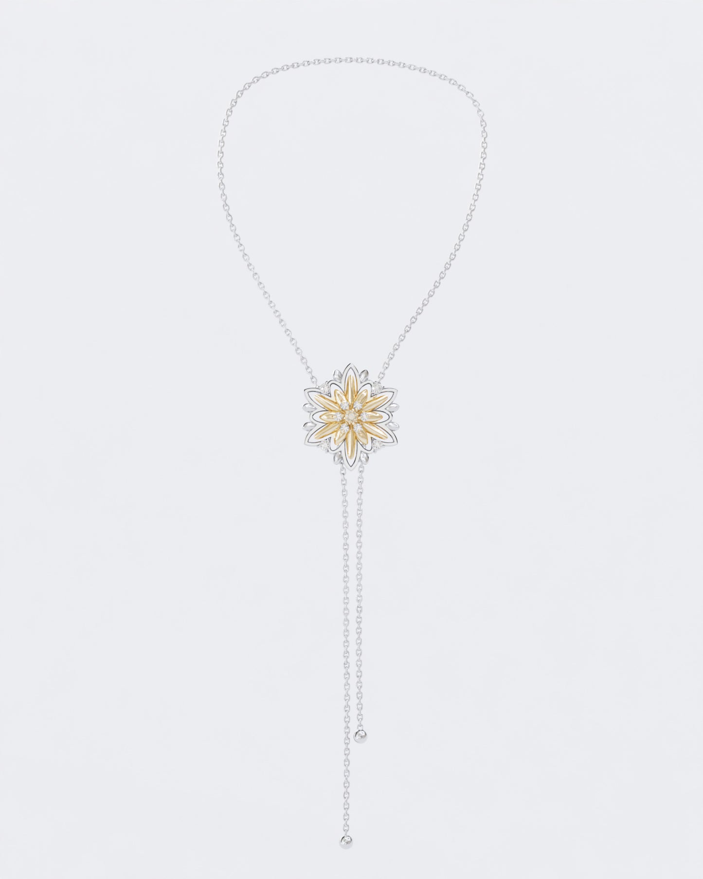 Gold necklace Edelweiss with diamonds