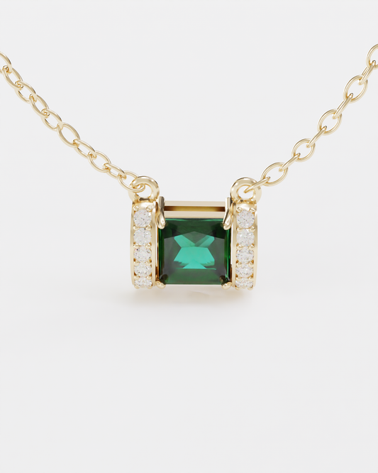Gold pendant with emerald and diamonds "Esmeralda"