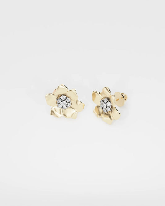 Gold Earrings Anemone