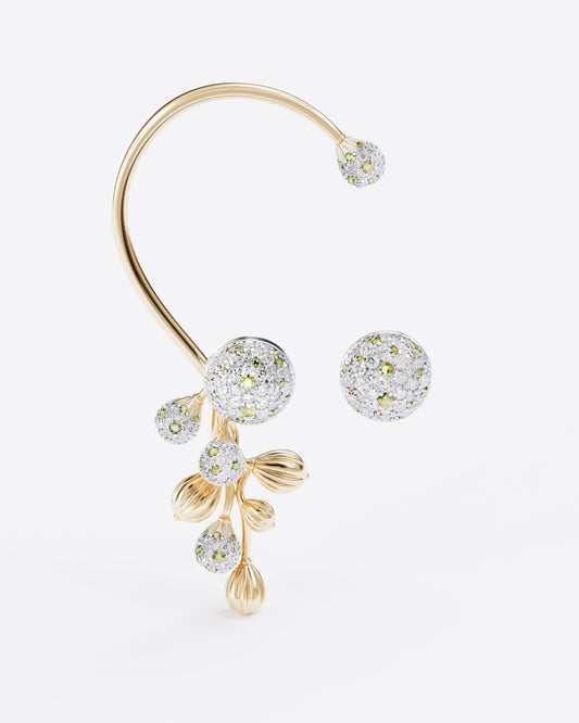 Gold Anemone cuff and earring Mimosa