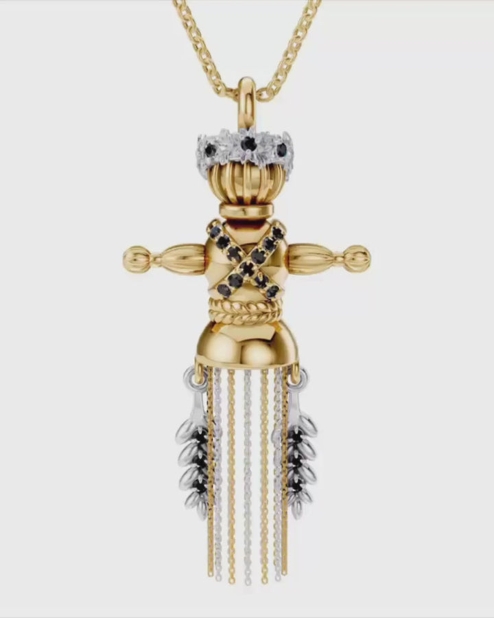 Lucky Charm Doll Wreath pendant with diamonds