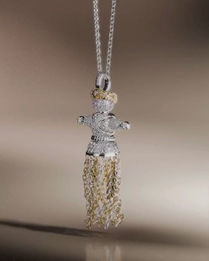 Lucky Charm Doll Wreath pendant with diamonds