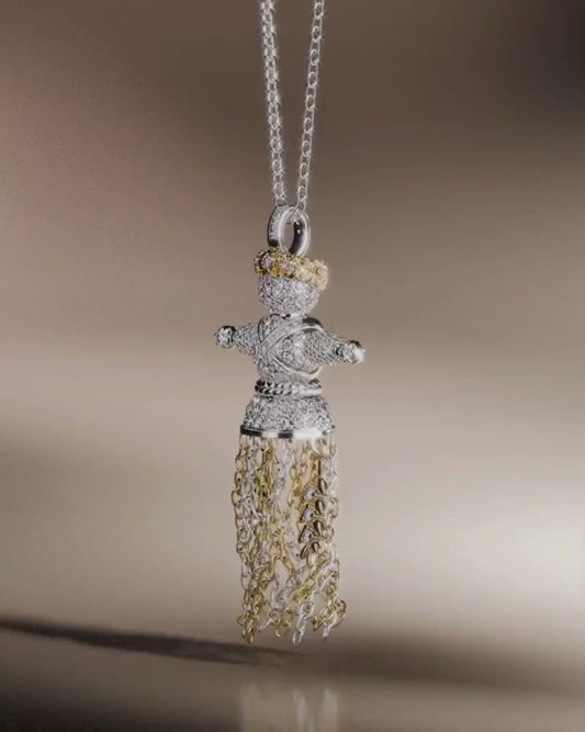 Lucky Charm Doll Wreath pendant with diamonds