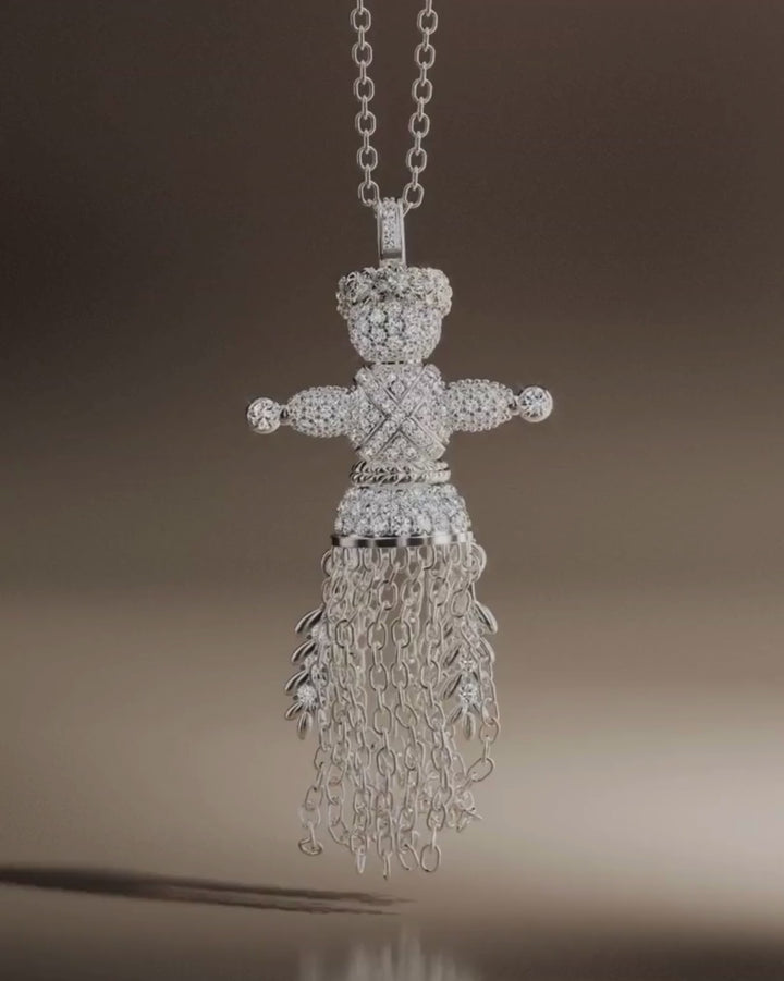 Lucky Charm Doll Wreath pendant with diamonds