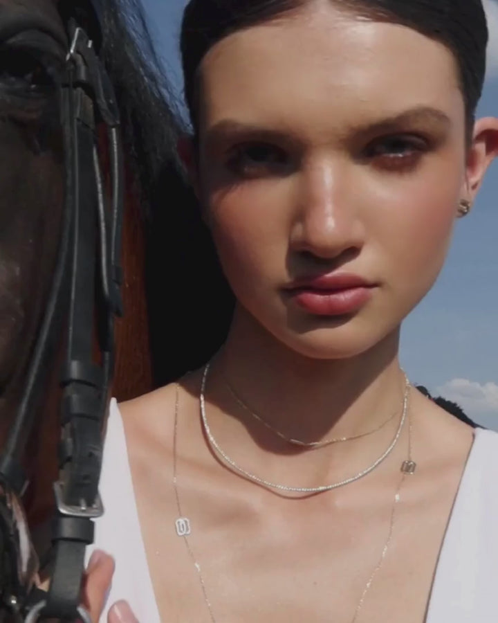 Gold necklace Spikelet with diamonds