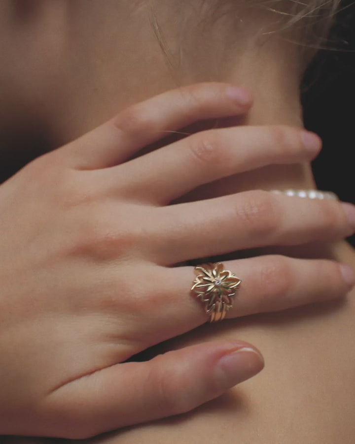 Gold ring Edelweiss