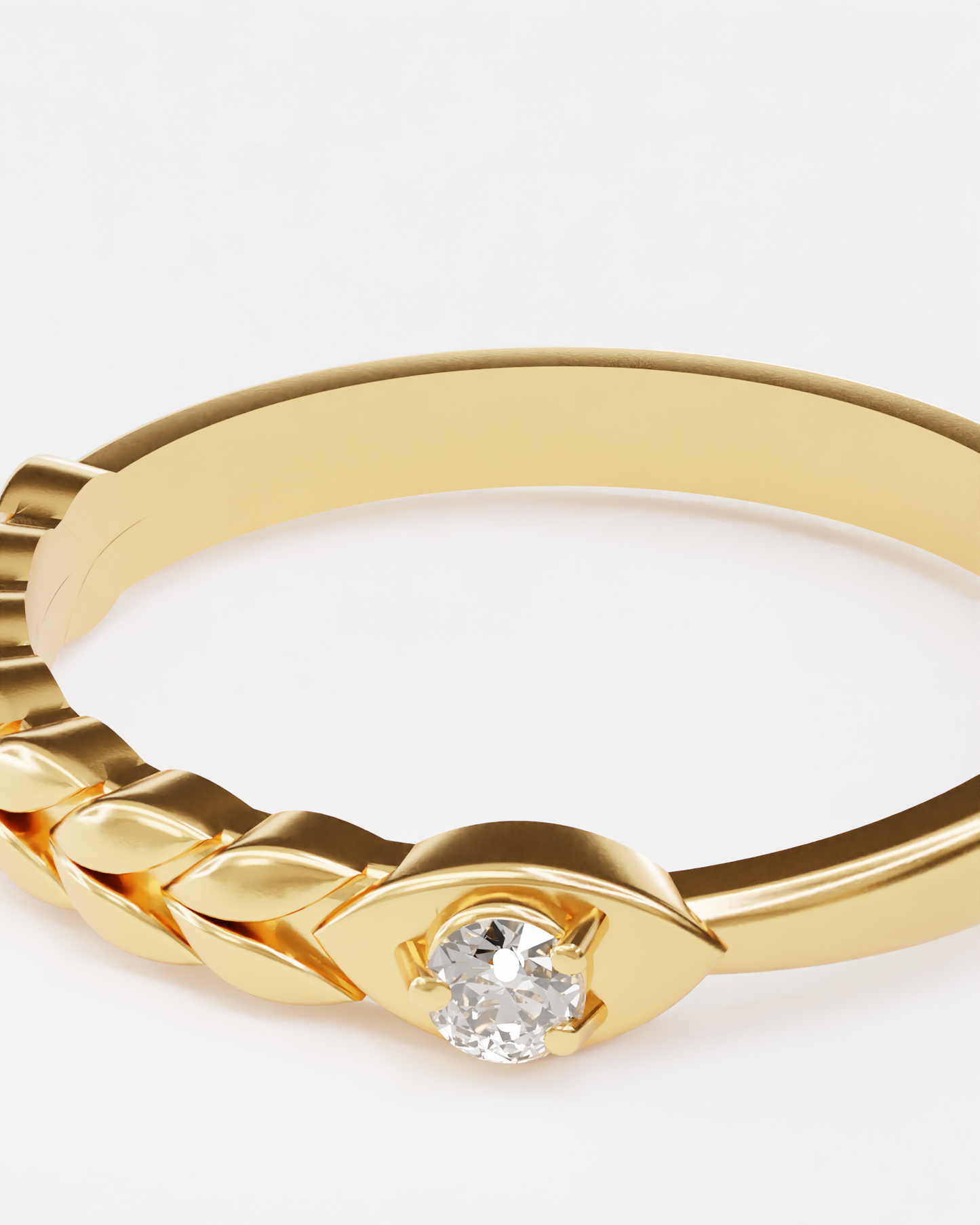 Gold Spikelets mini ring with diamond