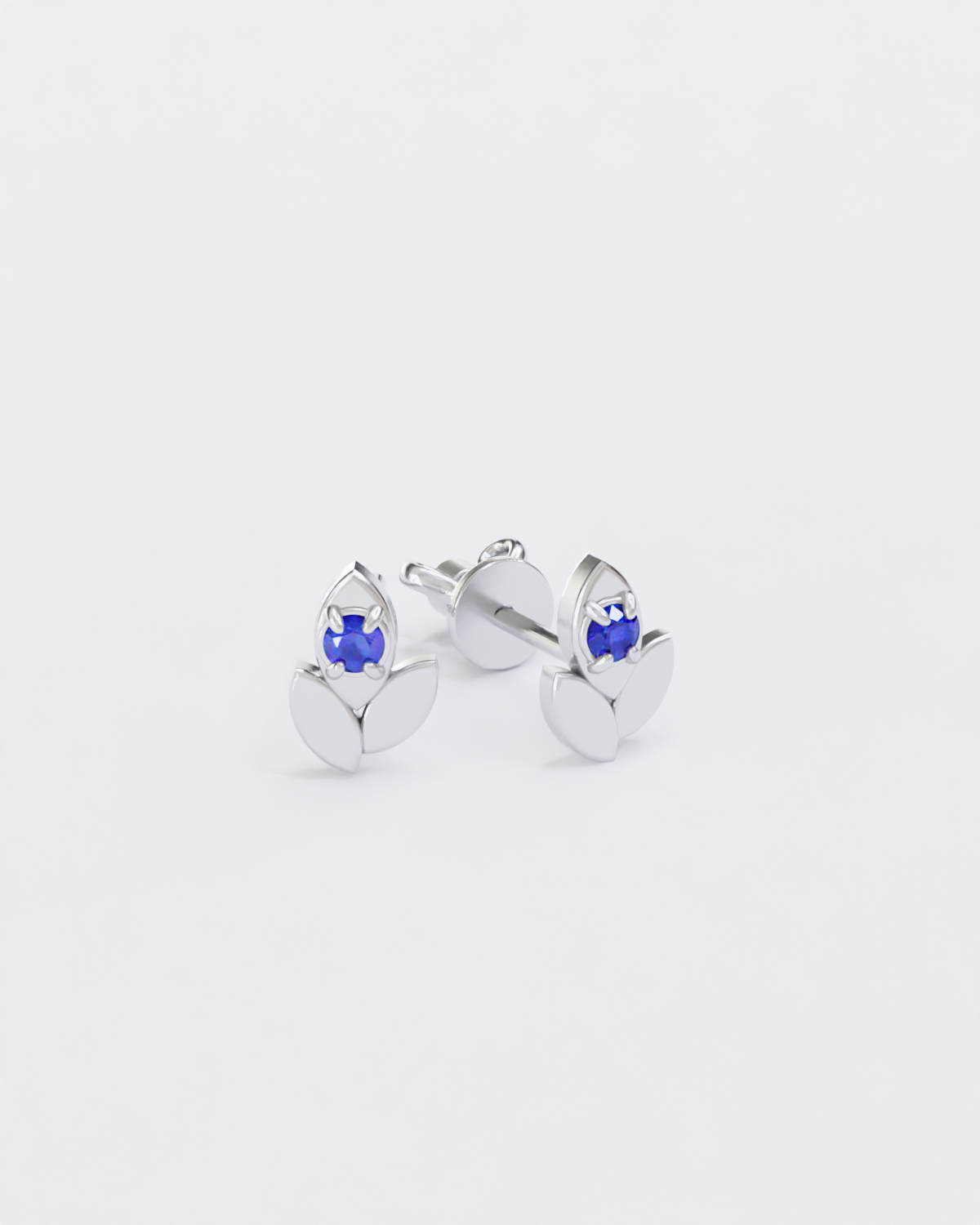 Spikelets gold piercing studs with sapphires